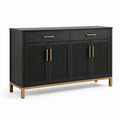 Sideboard aus Holz mit Metallakzenten Schwarz Messing 160x40x90 cm
