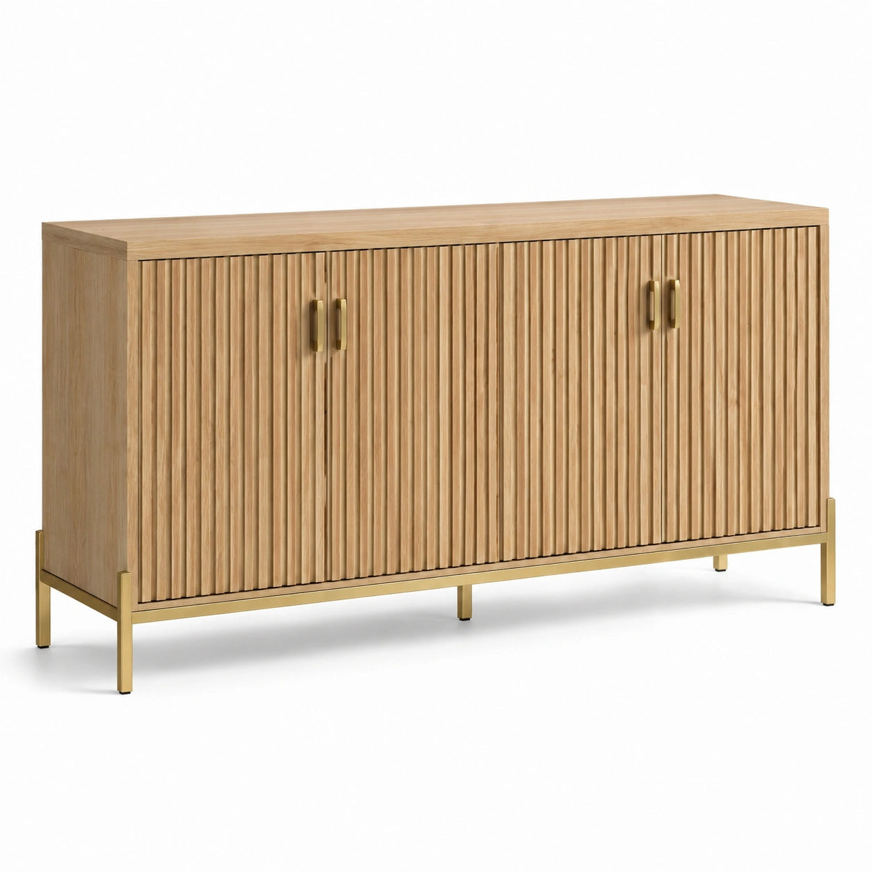 Sideboard aus MDF mit Eichenfurnier und Metallrahmen, 160 cm