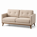 Dreisitzer Sofa mit Holzbeinen und Polyesterstoff in Beige