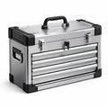 Aluminium Werkzeugkoffer mit 4 Schubladen Silber/Schwarz 51x22x36cm