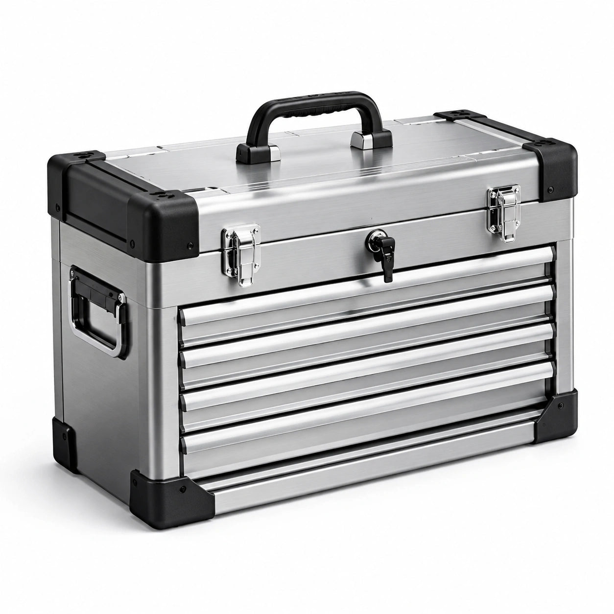 Aluminium Werkzeugkoffer mit 4 Schubladen Silber/Schwarz 51x22x36cm