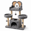 Katzenbaum mit Sisalseil und Plüsch Grau, 3 Ebenen