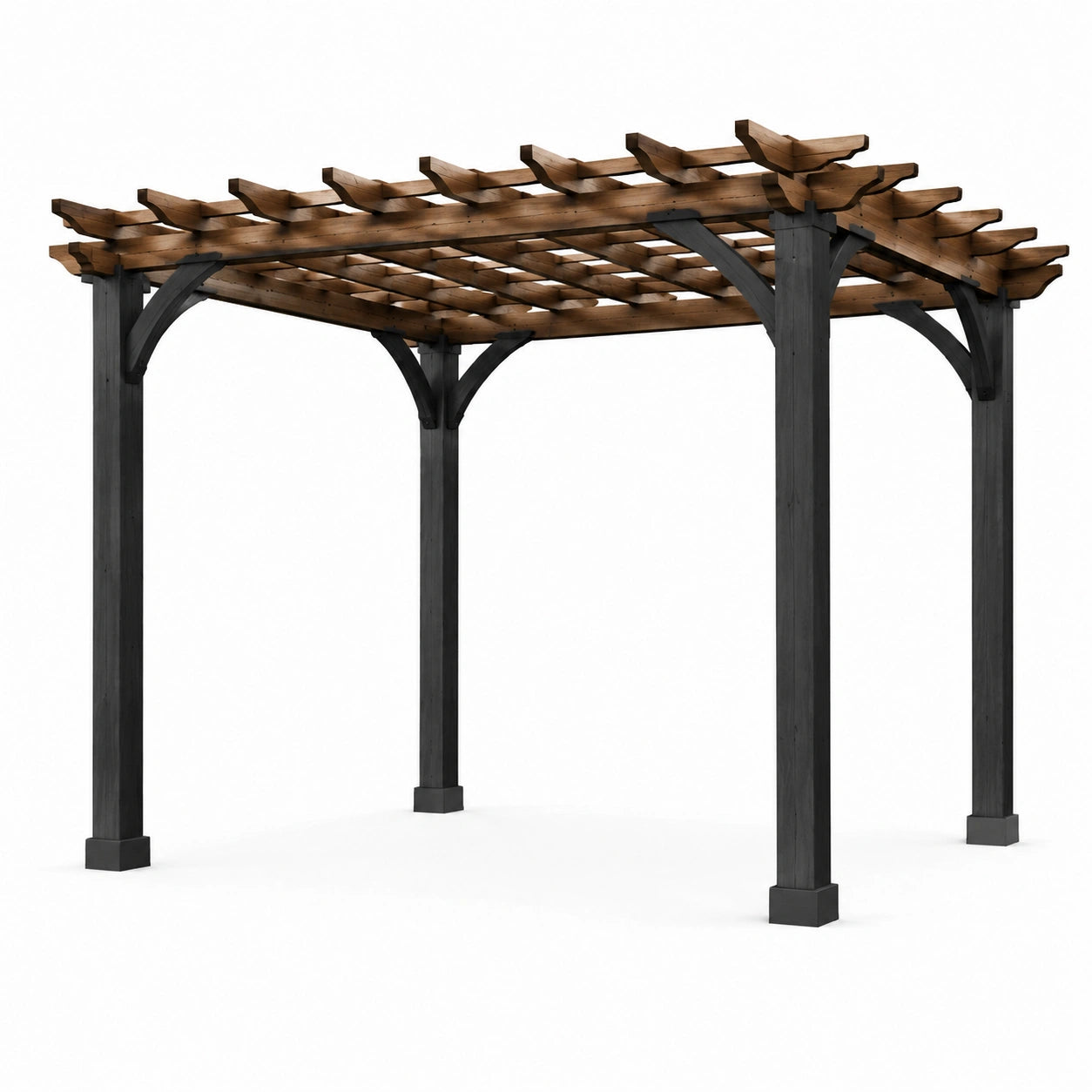 Holzpergola aus Lärchenholz und Stahl 300x300x220cm Grau/Braun